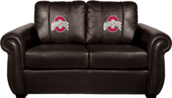 Ohio State University NCAA Buckeyes Chesapeake Brown Leather Loveseat
