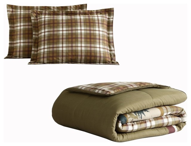 Mhf Home Mount Princeton 3 Piece Plaid Comforter Set Rustic