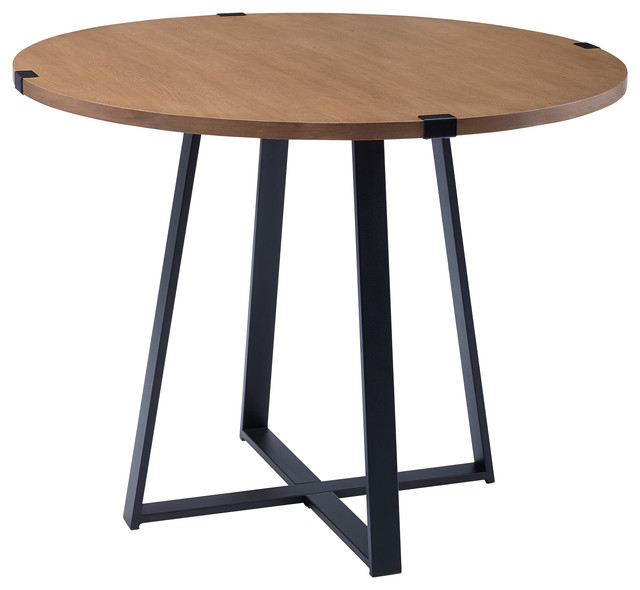 40" Round Dining Table, English Oak/Black
