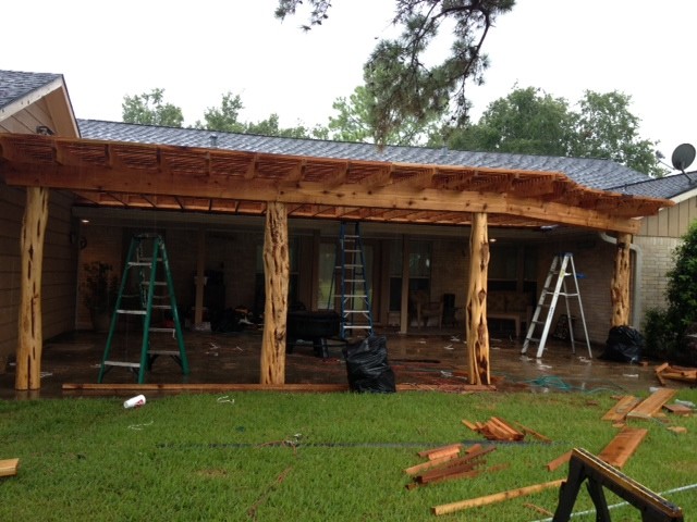 Pergola With Custom Cedar Posts Rustic Houston By Lone Star Pergola With Custom Cedar Postsrustic Houston