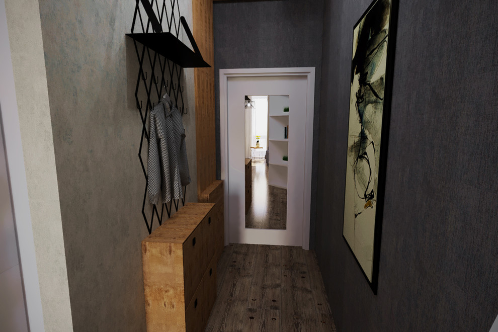 Узкий коридор - функциональный и стильный.