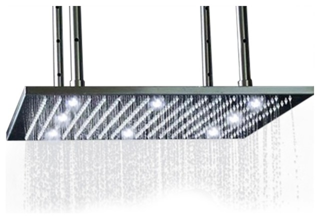 20" Ceiling Mounted Rain Shower Head Brushed Stainless Steel With LED ...