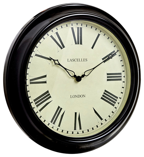 Lascelles London Black Station Clock Traditional Wall Clocks by