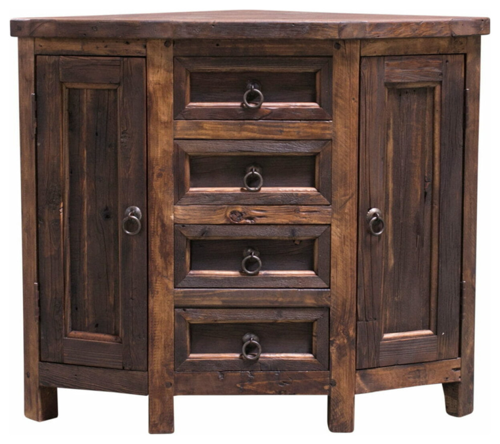 Bellevue Reclaimed Corner Vanity, 42x27x32 Rustic Bathroom Vanities