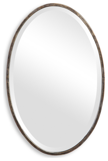 28" Farmhouse Bronze Oval Mirror