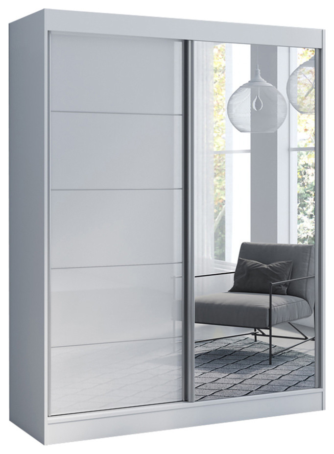 Aria 2 Door Modern High Gloss Armoire Contemporary Armoires