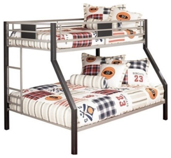 Ashley Furniture Dinsmore Metal Twin over Full Bunk Bed in Black and Gray