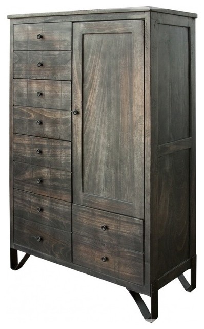 Sawyer Parota Wood 5-Drawer 1-Door Chest, Highboy Dresser