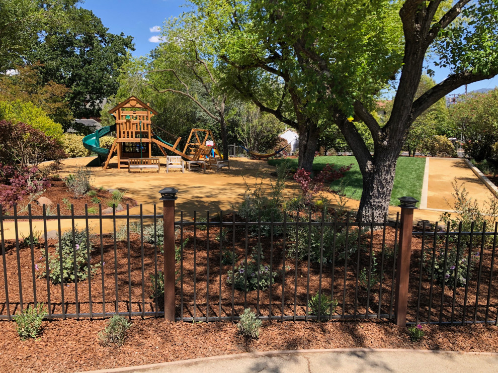 Walnut Creek Bocce Ball and play structure for a child friendly front yard