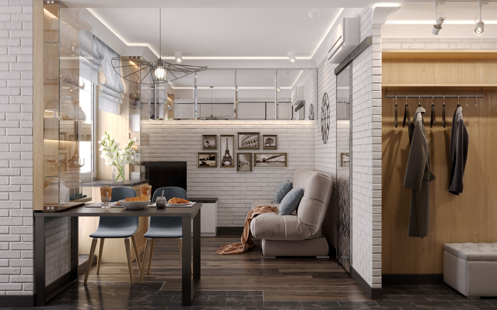 Дизайн проект квартиры 36 кв.м для молодой мамы и дочки