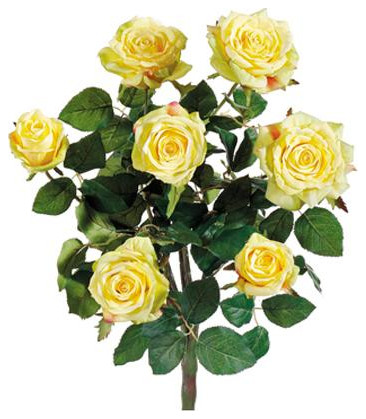 Confetti Rose Bush, Yellow, Pack of 6 - Artificial Flower Arrangements ...
