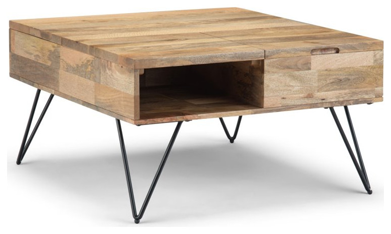 Squar Lift Top Coffee Table In Natural, Beach Reclaimed Oak Lift Top Coffee Table