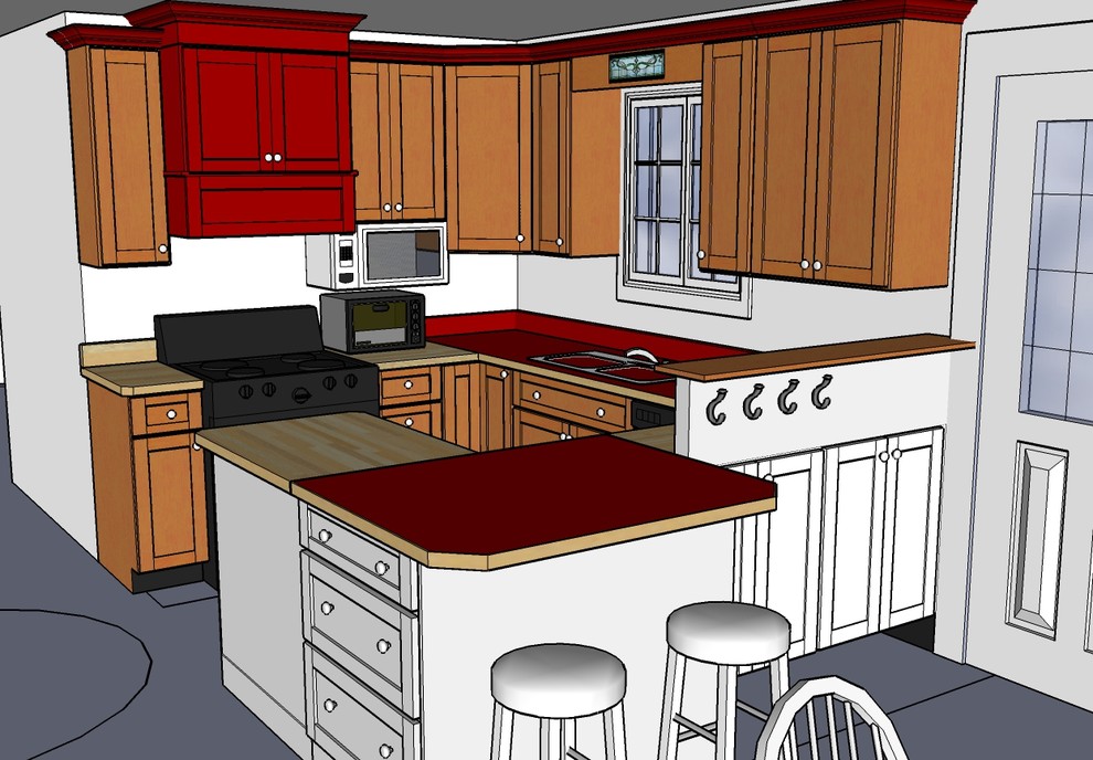 Patricia Wood kitchen. Small space-efficient, Craftsman style, stained maple.