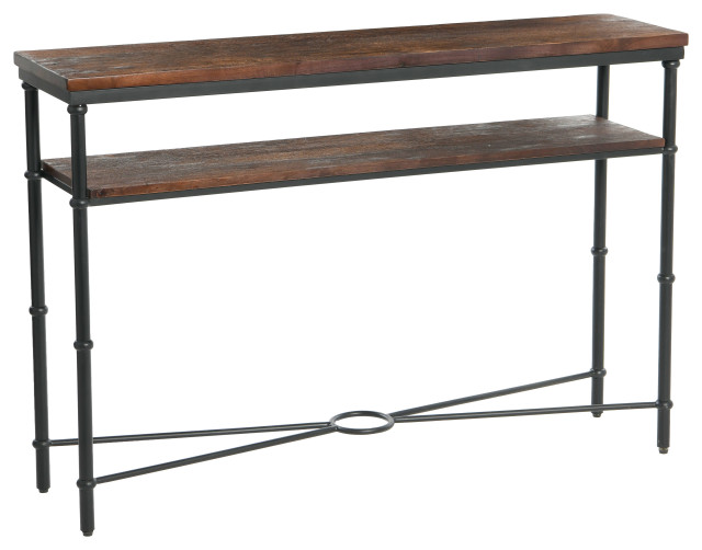 Saratoga Rustic Solid Wood and Iron Console Table, Barndoor Gray