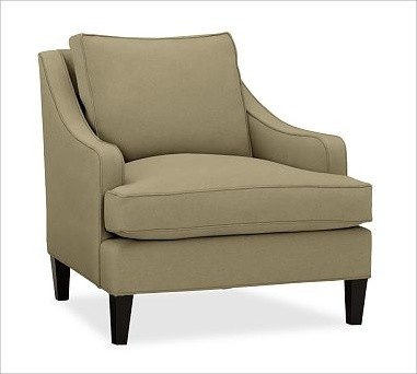 Landon Upholstered Armchair, Box Cushion, Down-Blend Wrap Cushions, everydaysued