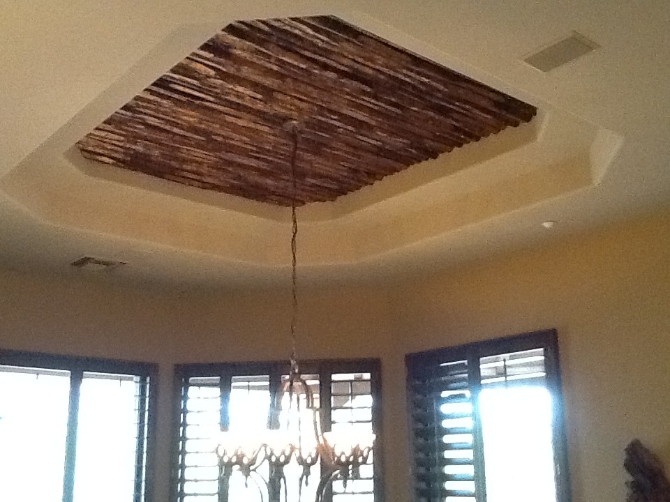 Cedar And Reclaimed Cedar Beams On Exposed Plank Ceiling Rustic