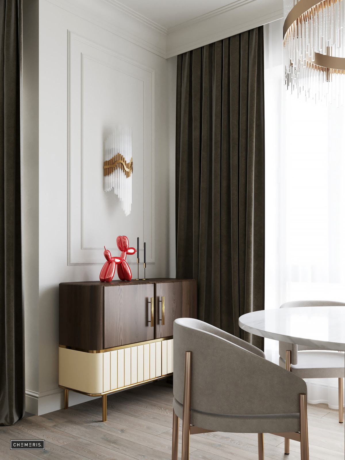 Молочно-белый неоклассический интерьер в Крылатском