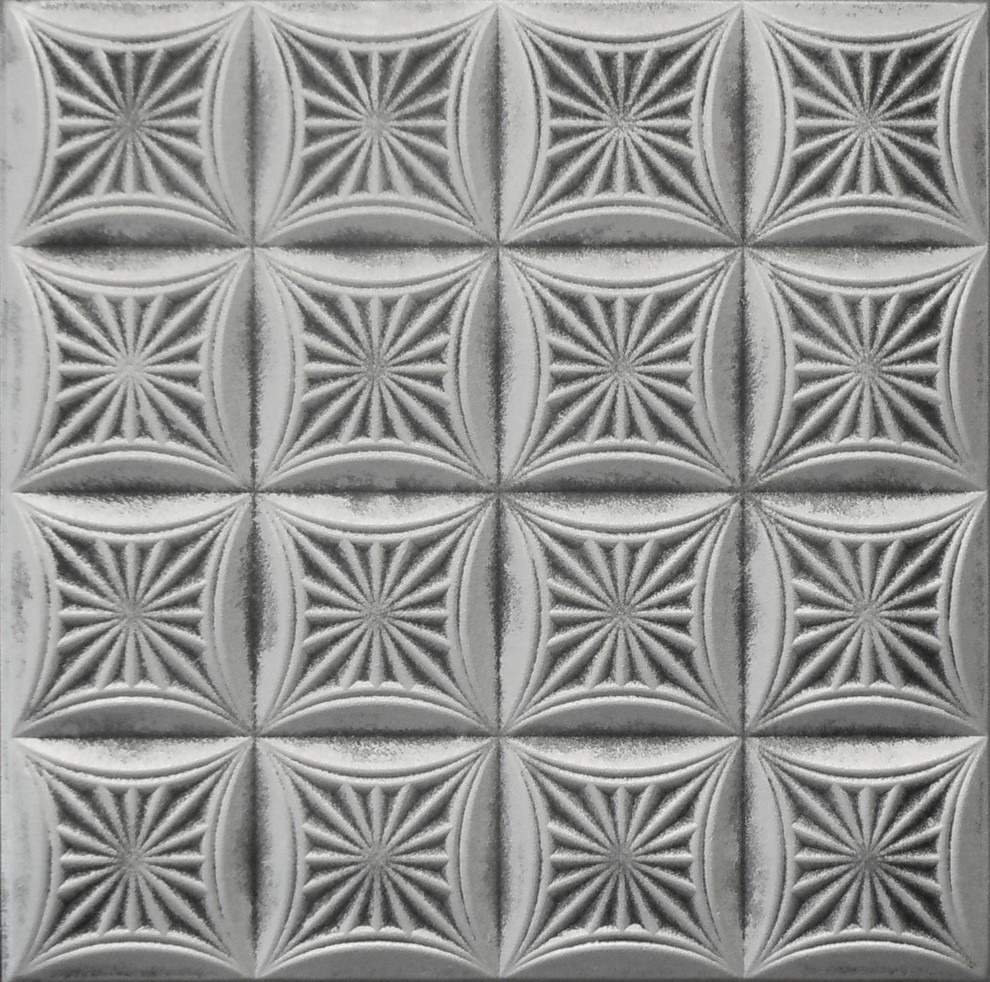 20"x20" Styrofoam Glue Up Ceiling Tiles R40W Antique Style Silver
