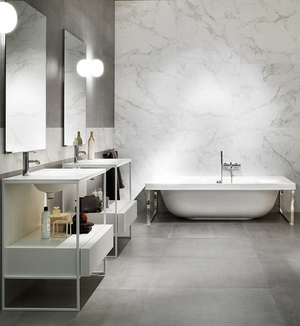 Italian Porcelain Tile Floors & Walls - Modern - Bathroom - Miami - by Porcelain Tile Store ...