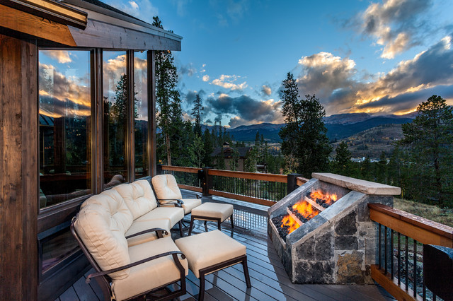 Fire pit on deck contemporary-deck