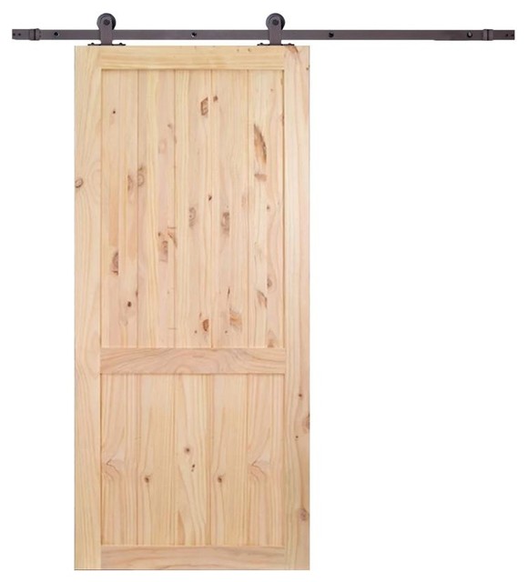 Natural Wood Sliding Barn Door And 6ft Hardware Kit Natural Wood Sliding Barn Door And 6ft Hardware Kit Rustic Interior Doors By 4easy Inc