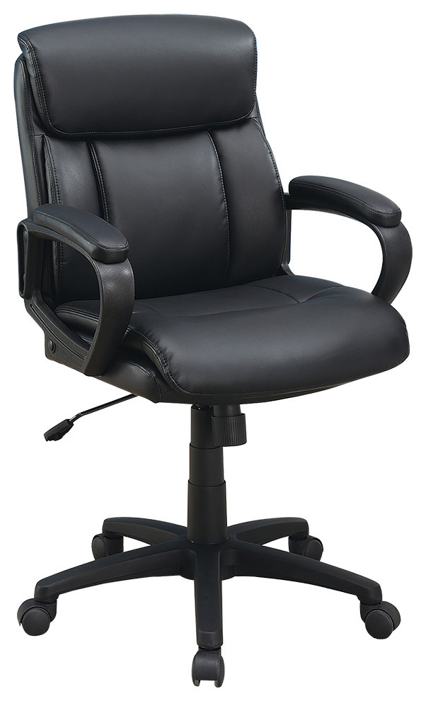 Standard Back Adjustable Upholstered Office Chair, Black Contemporary Office Chairs by