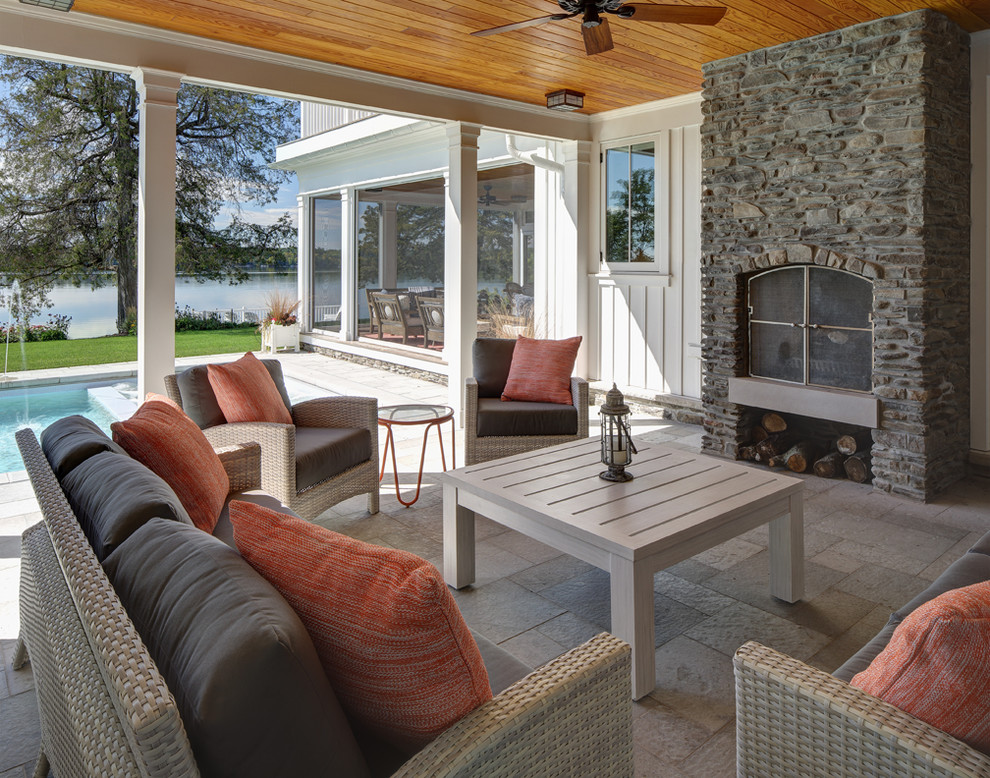 Example of a beach style patio design in Milwaukee