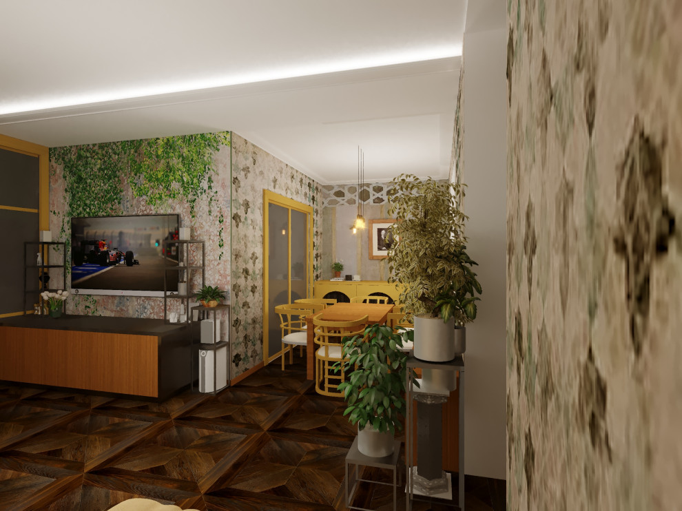 Варианты обоев в гостиной ЖК Каскад.