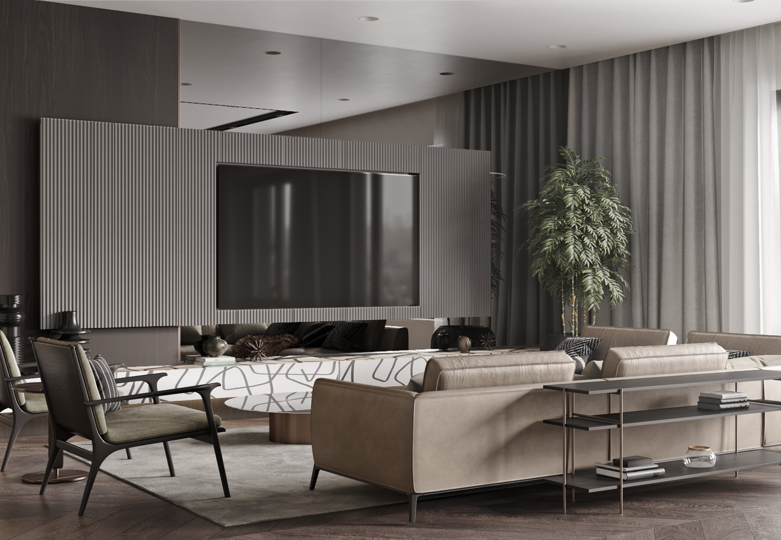 Дизайн кухни-гостиной в роскошных апартаментах Санкт-Петербурга