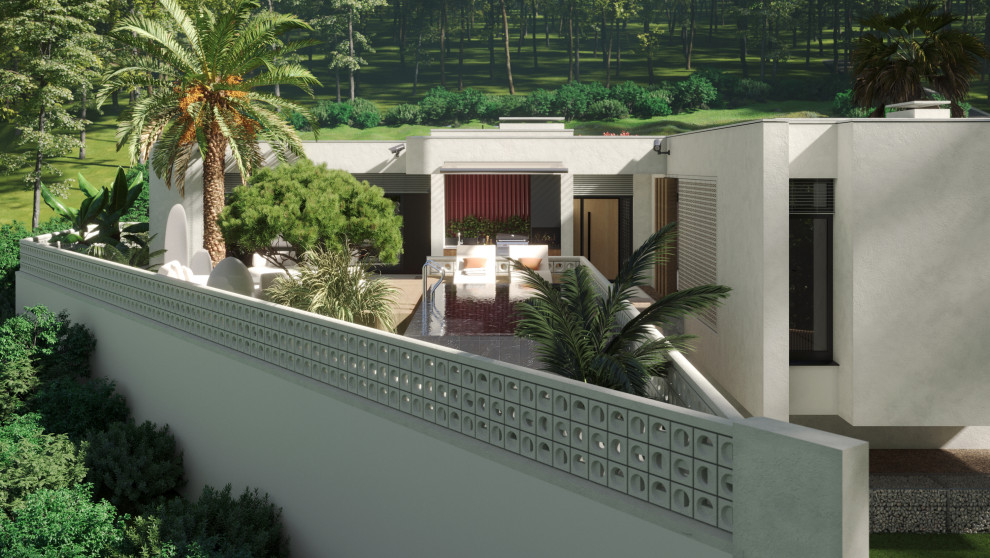 Вид на бассейн и входную группу