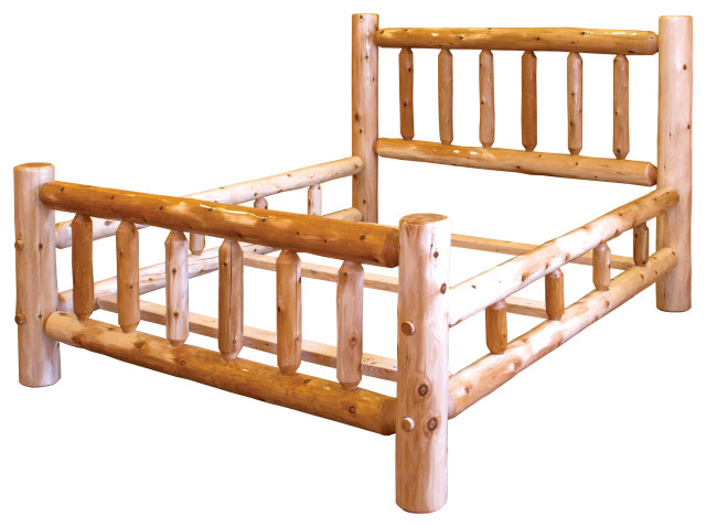 White Cedar Log Mission Bed with Double Side Rail, Twin