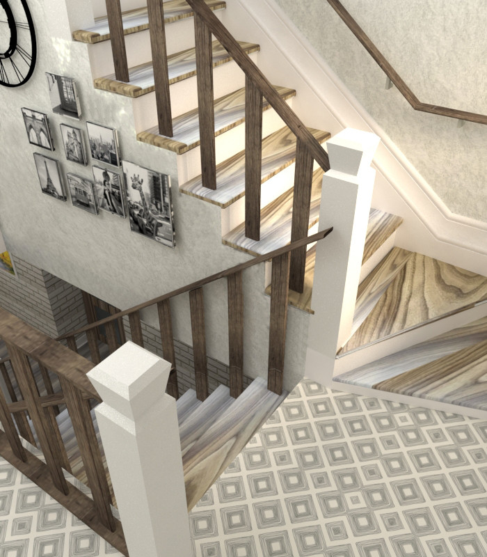 Дизайн интерьера лестницы, 3д-визуализация