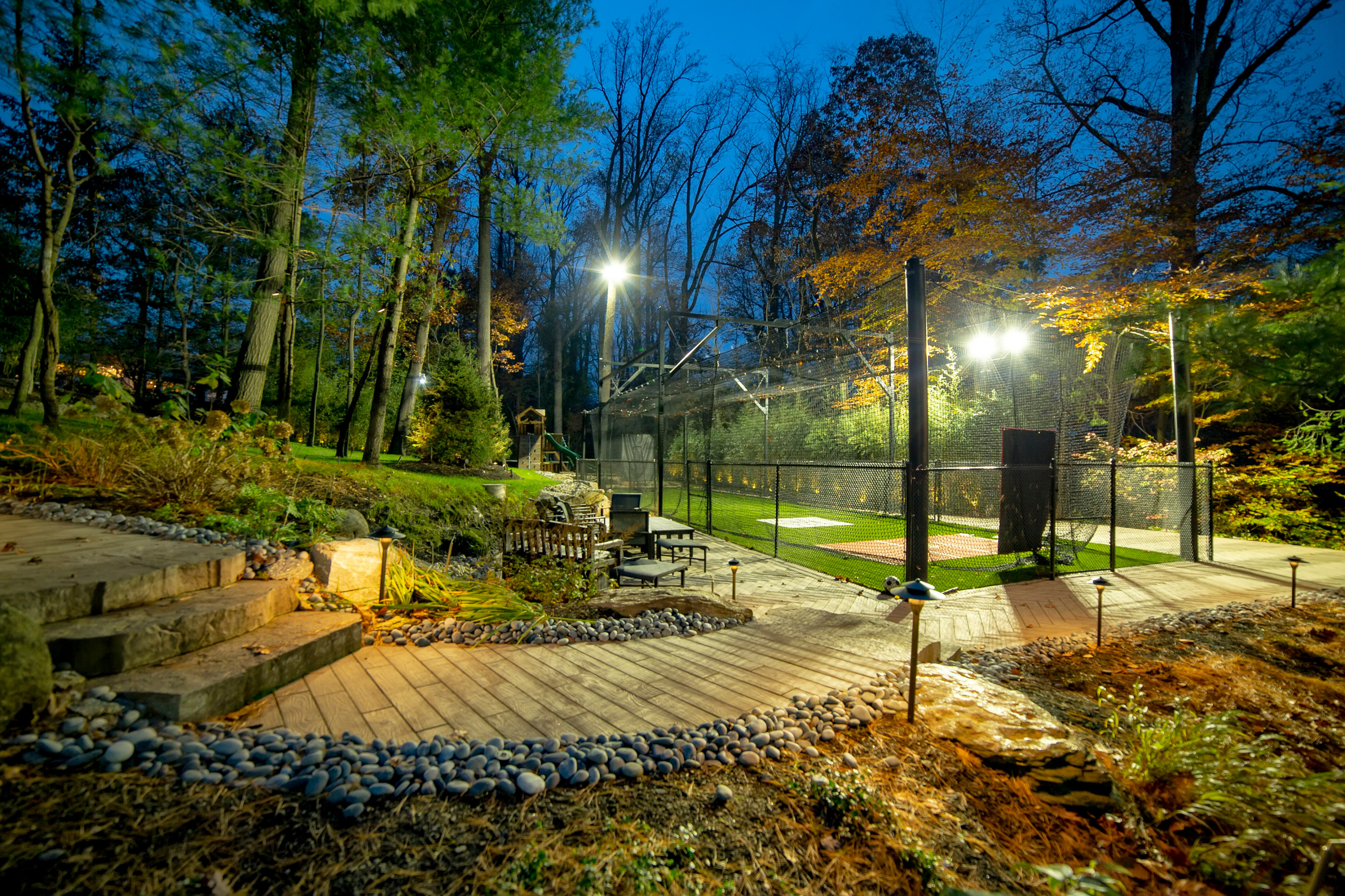 Backyard patio and lighting