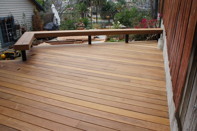 Ironwood deck and bench craftsman-terrace