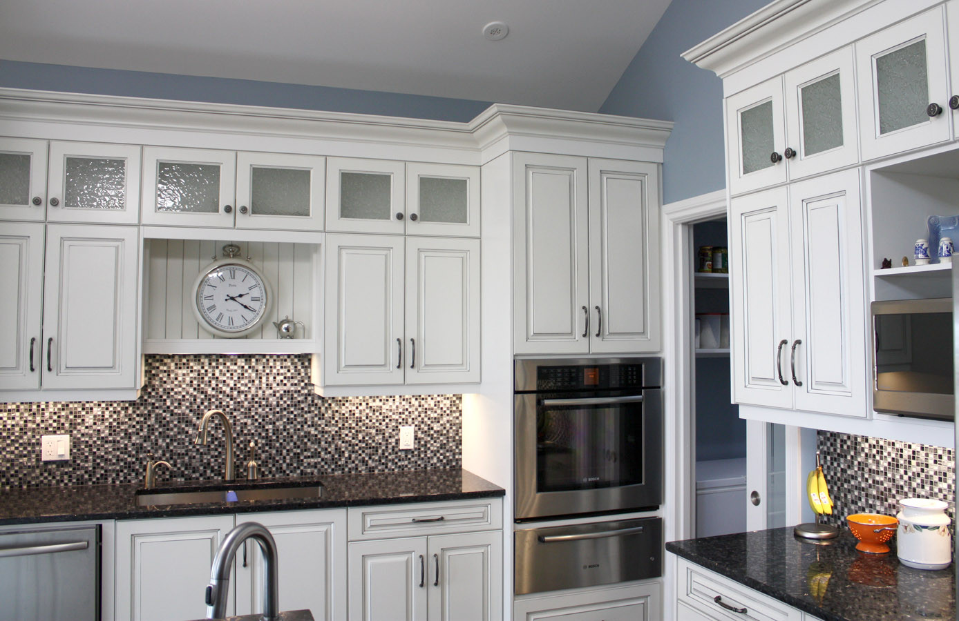 White kitchen with Butcher-Block Table