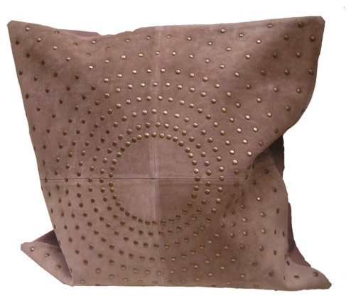 Pachyderme Studded Suede Cushion Cover, Beige