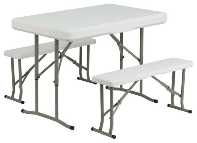 flash furniture plastic folding table and bench set