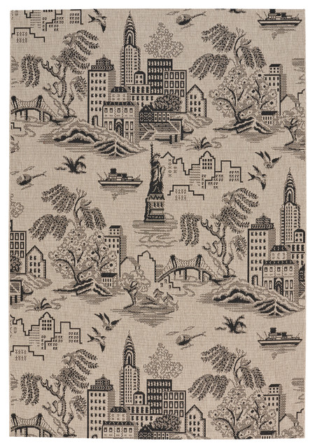 Genevieve Gorder Elsinore-NY Toile Rectangle Rug, Cinders, 3'11"x5'6"
