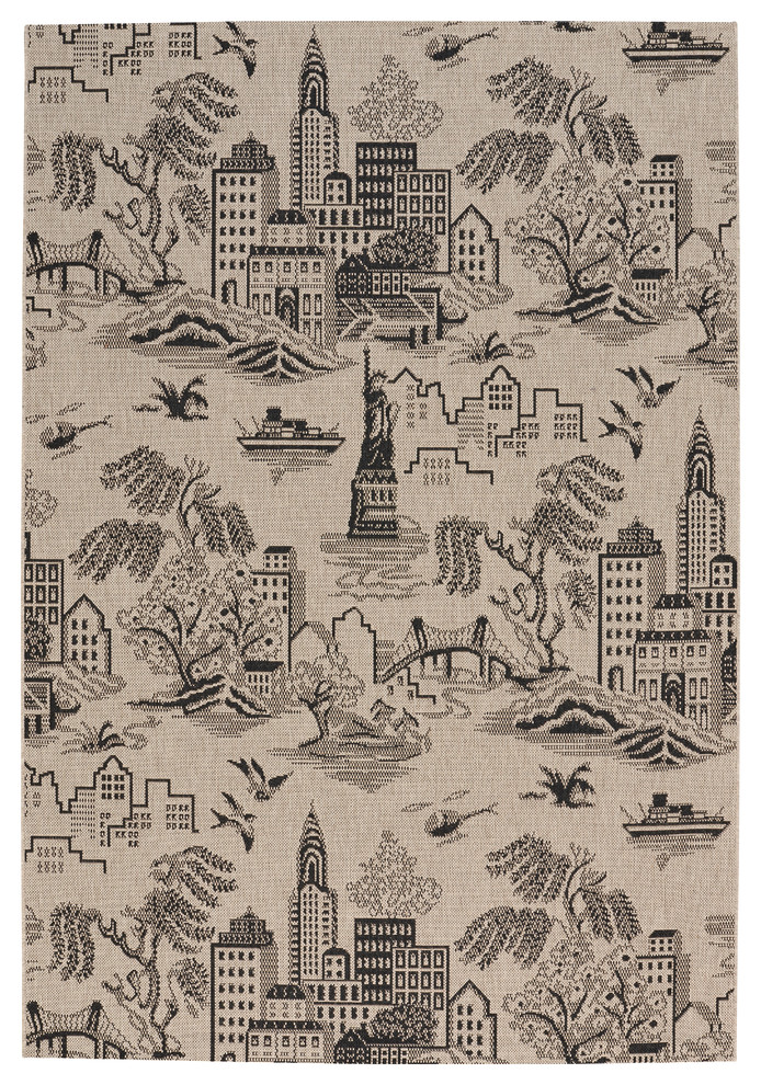 Genevieve Gorder Elsinore-NY Toile Rectangle Rug, Cinders, 3'11"x5'6"