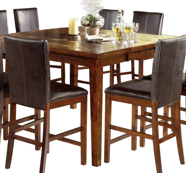 Steve Silver Davenport Rustic 36 Inch Square Counter Height Table in Oak - Transitional - Dining 