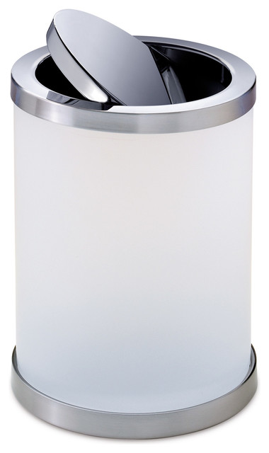 brushed nickel bathroom trash can with lid
