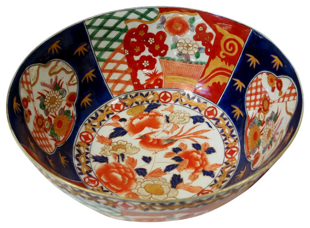 Private Potters - Orange and Blue Floral Porcelain Bowl 12" - View in ...