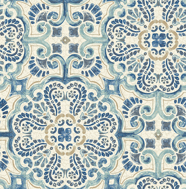 Florentine Tile Pattern Wallpaper - Mediterranean - Wallpaper - by