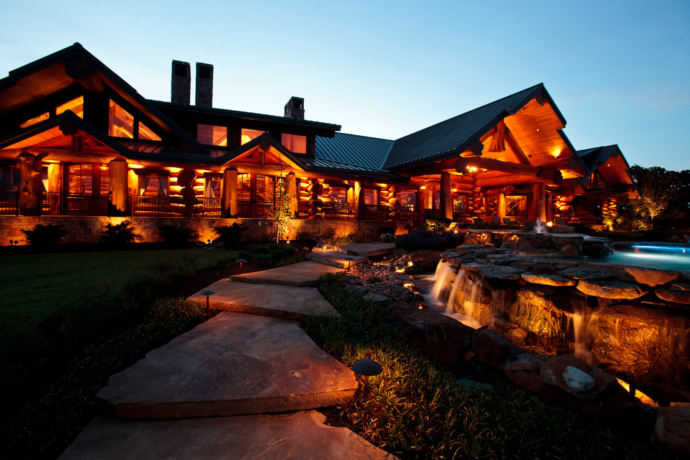 Log Cabin Awesome Traditional Exterior Dallas by Passion Lighting