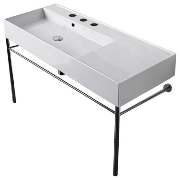40" Ceramic Console Sink and Polished Chrome Stand Contemporary