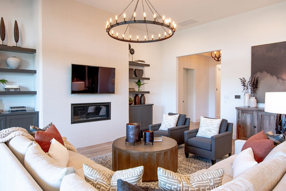 Minimal Modern Ranch Living Room Kansas City by Sara Svehla