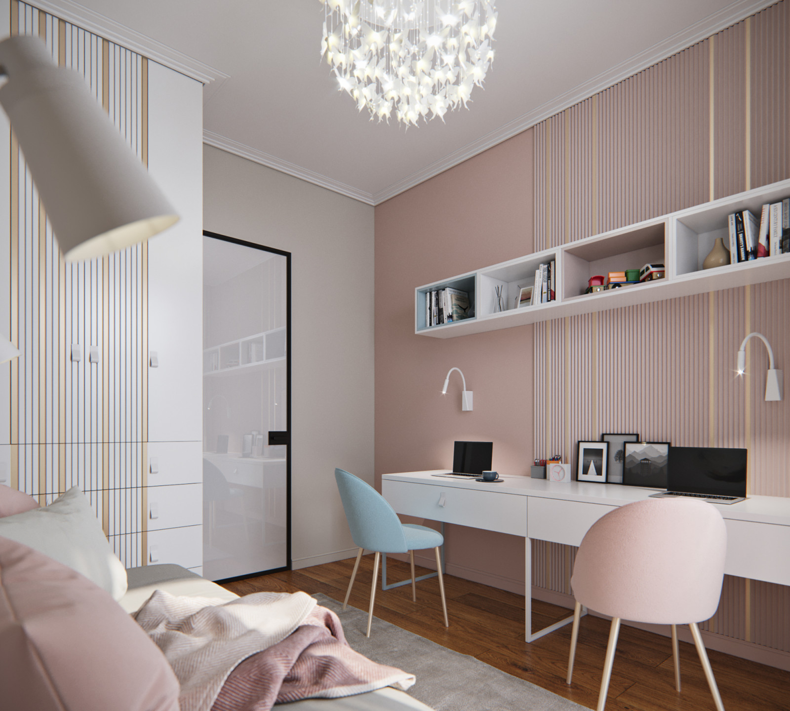 Элегантная детская комната для 2-х маленьких девочек