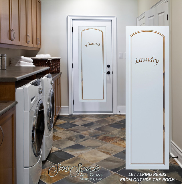 Classic Arched Laundry Sandblast Etched Glass Door Contemporary Classic Arched Laundry Sandblast Etched Glass Door