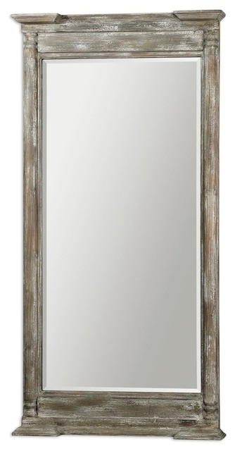 Oversize Weathered Wood Columns Mirror