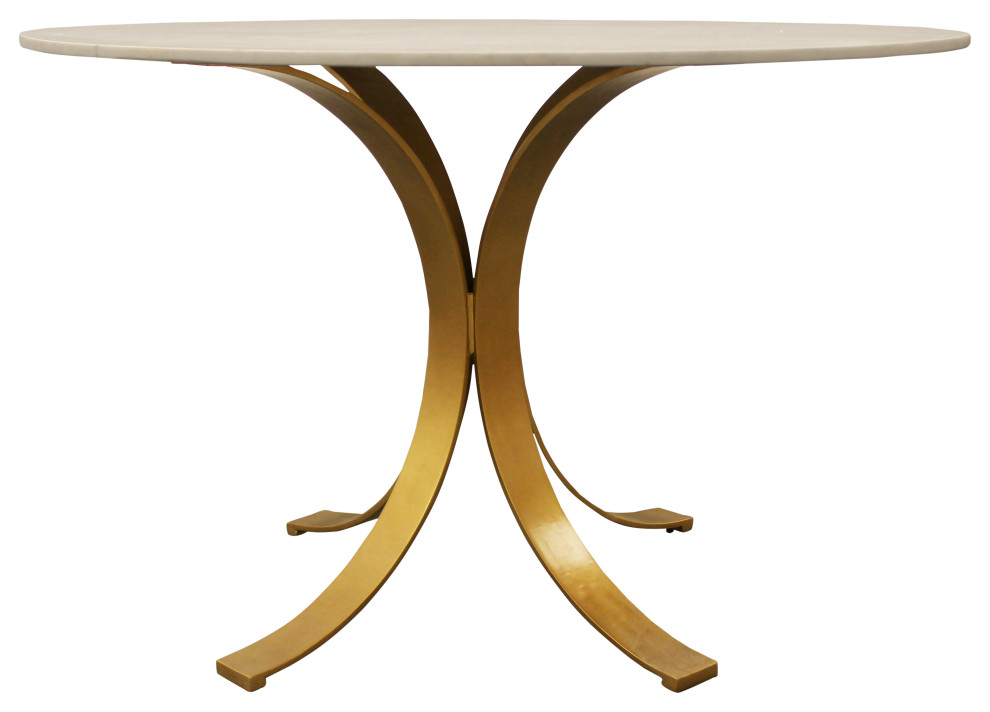 Haskell 48" Round Marble Top Dining Table in Ivory on Iron Base
